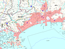 東日本大震災の10万分1浸水範囲概況図